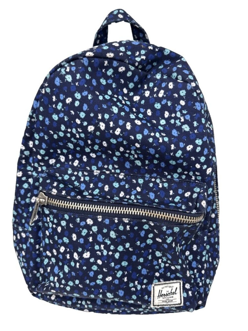 Herschel Blue Aqua Ditsy Floral All Over Print Backpack Front Zip Adjustable